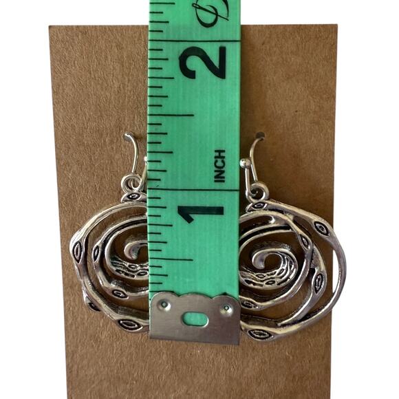 Premier Designs Jewelry Earrings Silver Swirl Antiqued Fish Hook - Picture 3 of 4